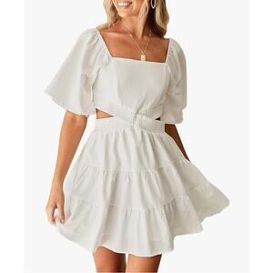 Short Flutter Sleeve Cut Out Dress- Size XS